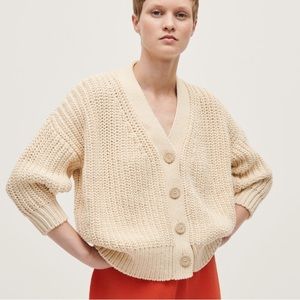 Babaà no 18 natural Spanish cotton one size chunky sweater thick rib cardigan
